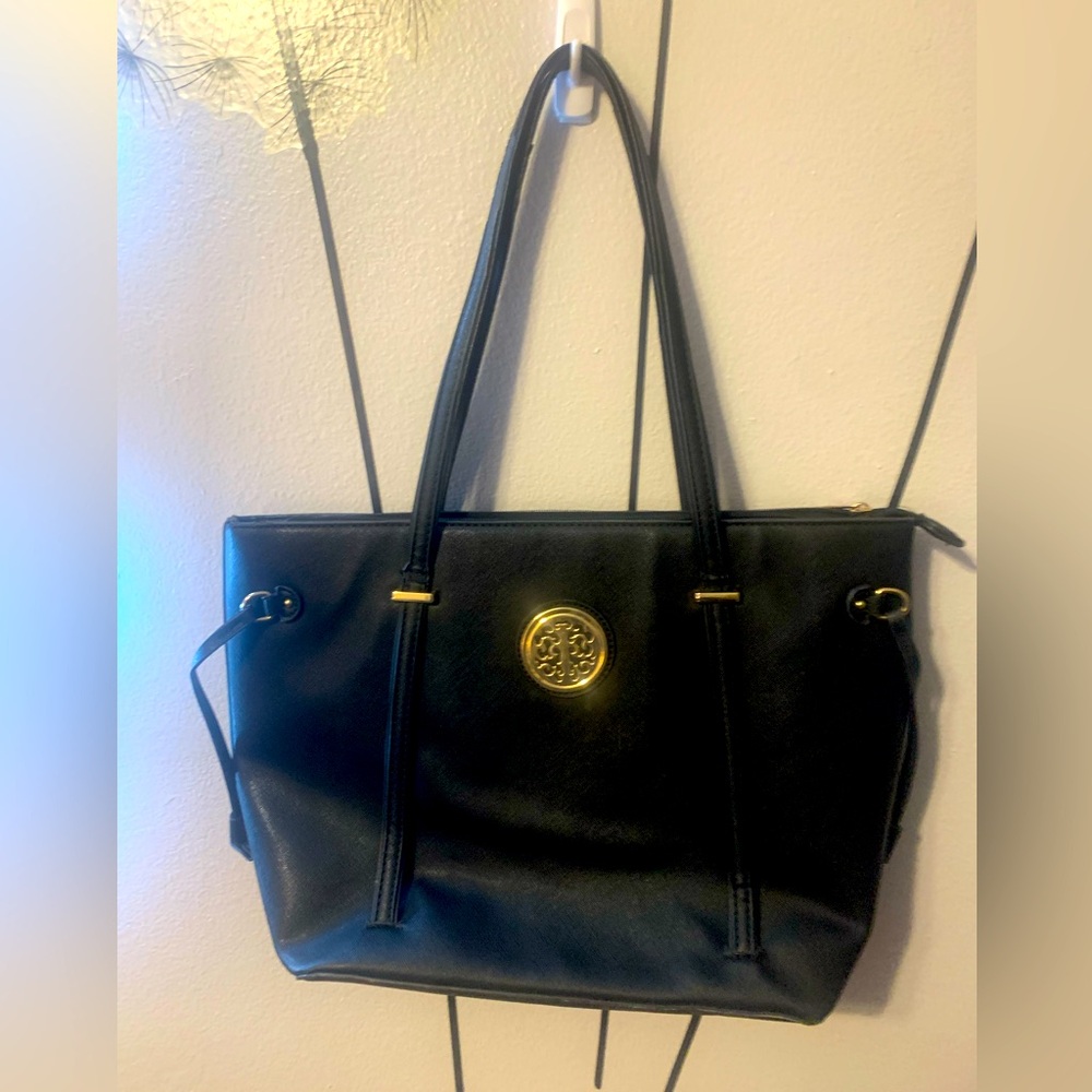 Tree of Life Black Faux Leather Shoulder/Tote Great Condition